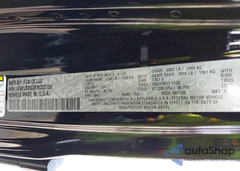 2024 Jeep Wrangler 4-Door Sport S 4X4 z USA, uszkodzony, nr VIN 1C4PJXDG3RW330155